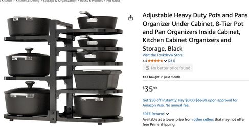 Adjustable 8-Tier Pot and Pan Organizer