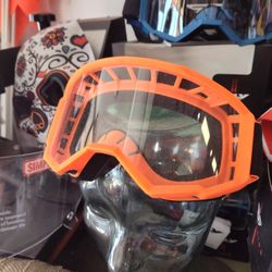 Motocross Off-road Goggles Orange With Clear Lens Fly Racing Brand New