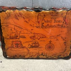 Vintage West Indies Map Decor Tray Royal Caribbean