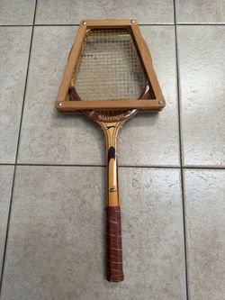 Vintage 1960s Slazenger Wood Tennis Racket Light 4 3/8 with Trapezoid Wood Press