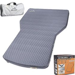 Tesla Model Y Mattress with Built-in Cordless Pump, 4" Thick Full Size Memory Foam, Self Inflating Sleeping Pad for Camping, SUV and Home Use