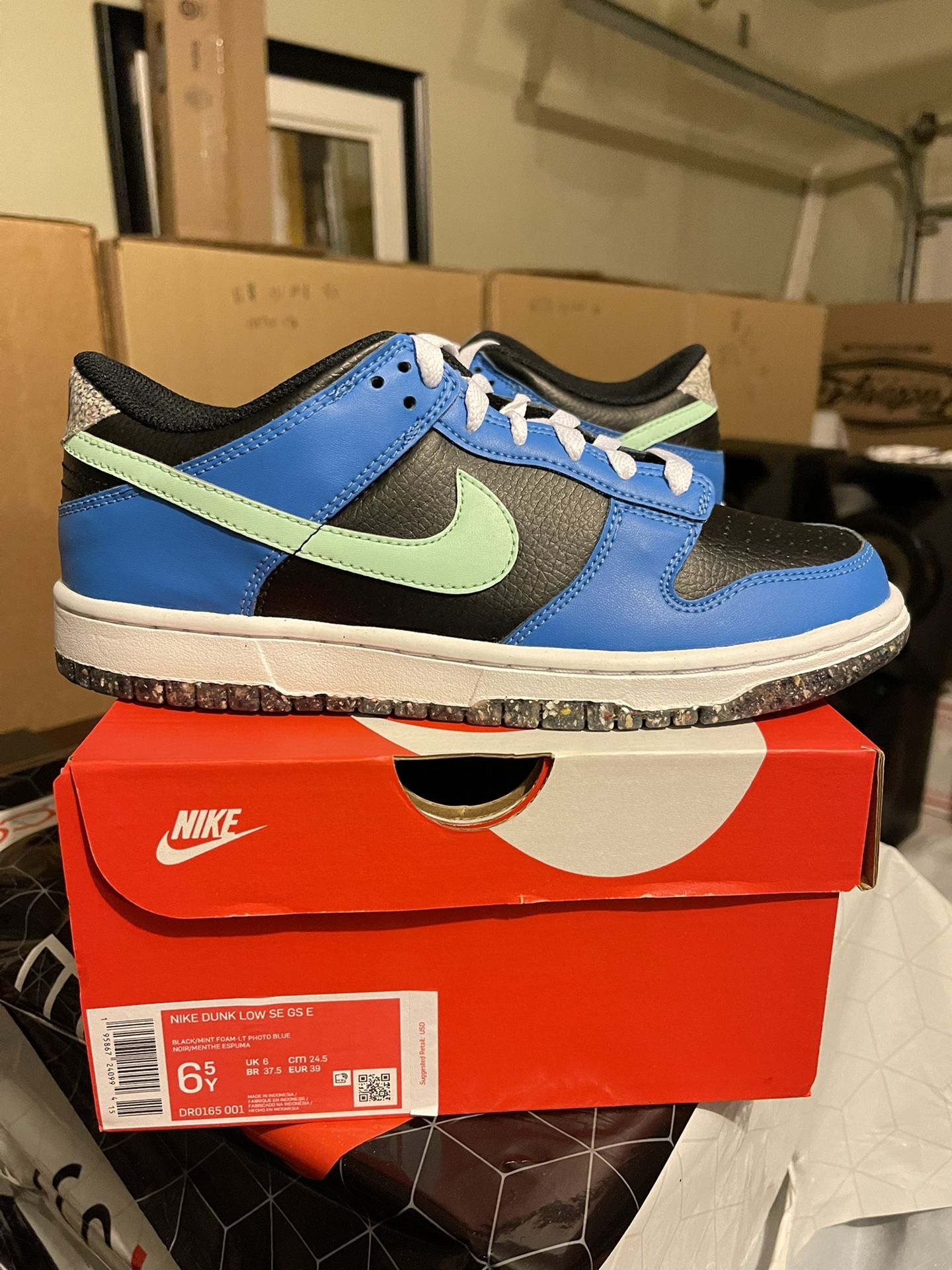 nike dunk low crater blue black gs size
