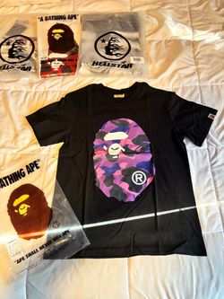 BAPE A Bathing Ape Purple Camo Ape Head Tee