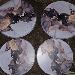 Stove Burner Covers Set of 4, Marble Pattern Art Gas Stove Burner Covers Metal Stove Burner Covers,Electric Stove Burner Covers,Easy to Clean,Kitc