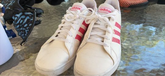 Adidas White & Pink Glitter Sneakers – Women's Size 6