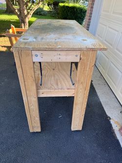 Heavy Duty Rolling Wood Workbench 60” With Storage Shelf