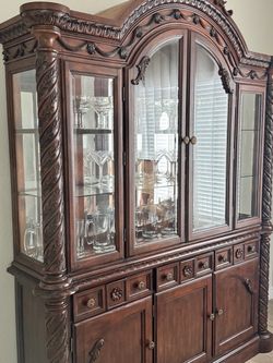Carved Wood China Cabinet