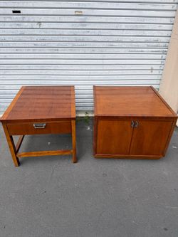 MCM Walnut Nighstands/Side Tables by Stanley
