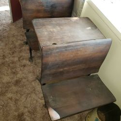 Antique School Desk Set
