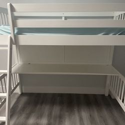 Jordan Loft Bed w/ Desk - Twin Size - White 