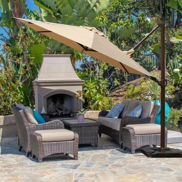 curved cantilever patio umbrella 11FT Outdoor Patio Aluminum Round Curved Cantilever Hanging Offset Umbrella  with Wheel Base - Overstock