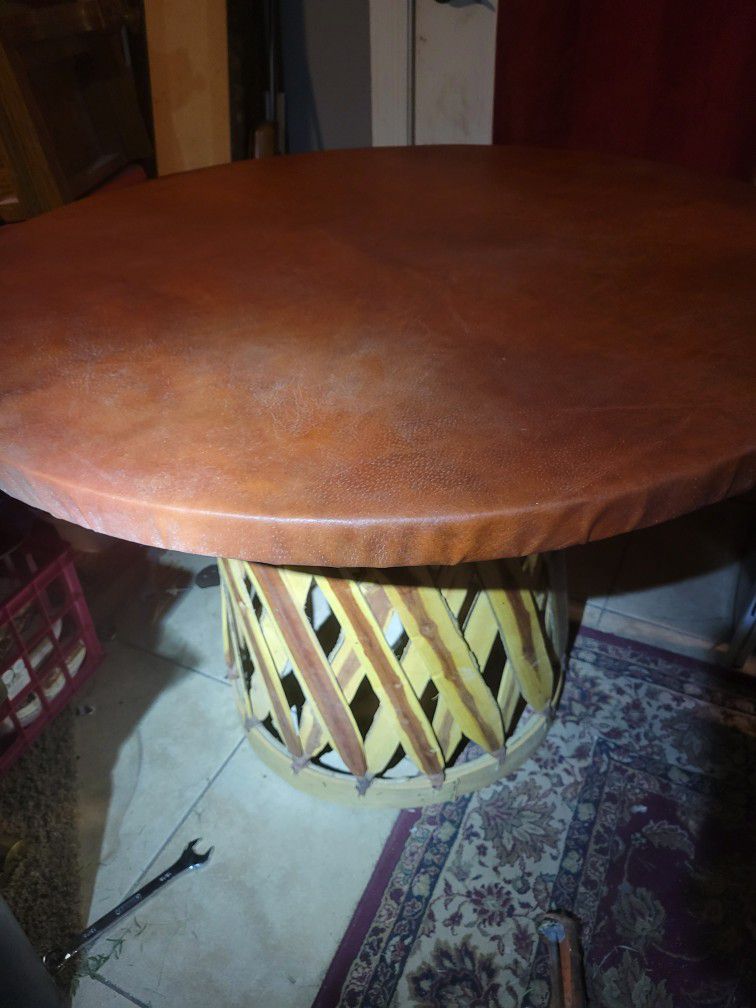 South Western Leather Top Table