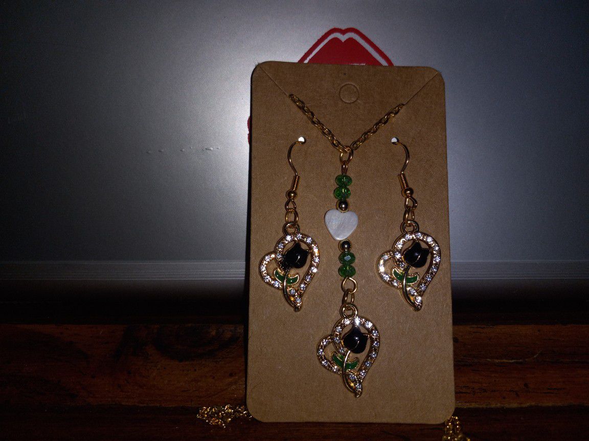 Homemade Earrings And Necklace Set 
