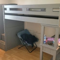 Loft Bed With DESK AND Drawer Stairs Free!