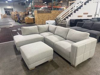 Light Gray Modular Sectional Sofa with Ottoman