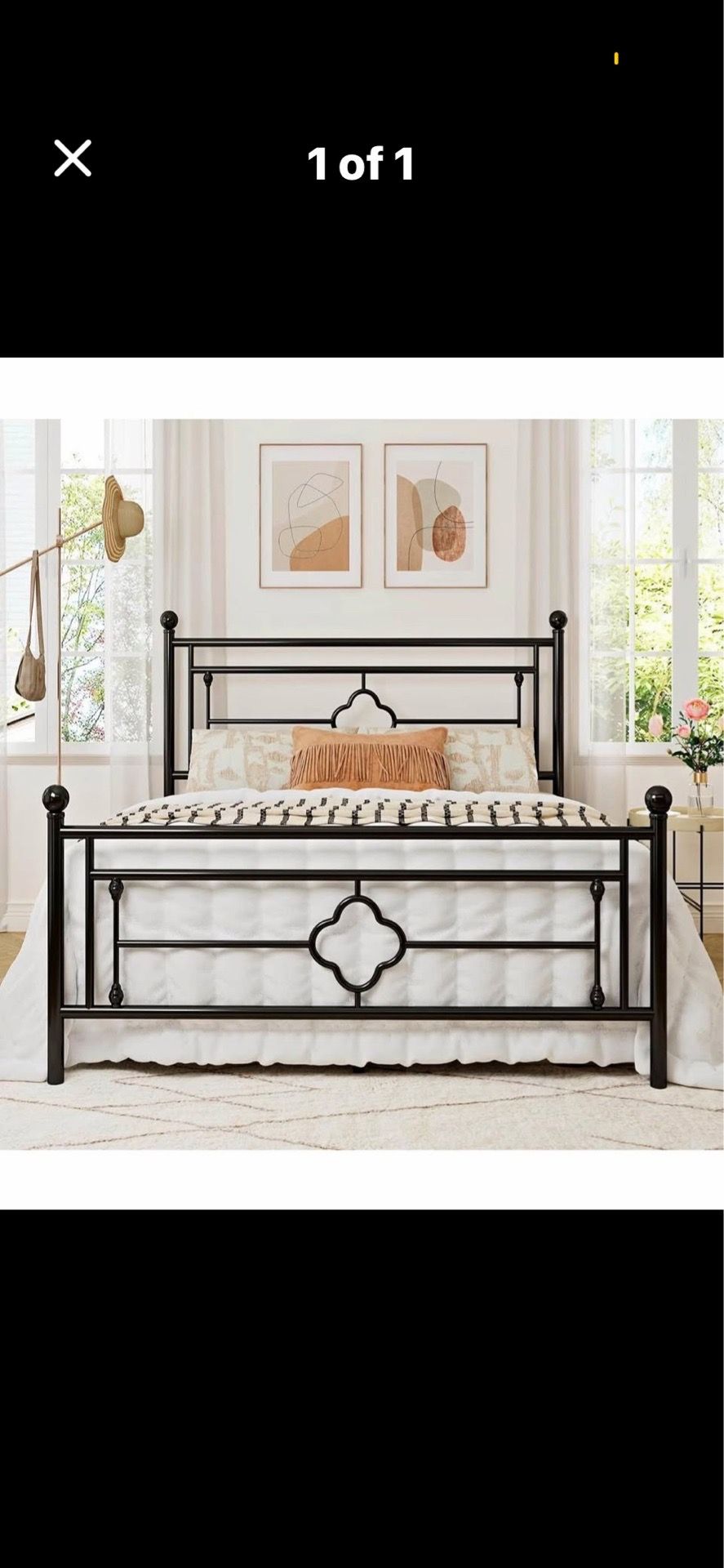 Queen black metal bed frame !