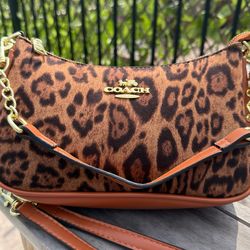 Coach Leopard Shoulder Bag Gold Hardware