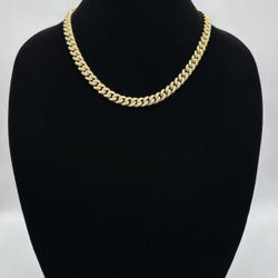 20 Inches 10mm Miami Cuban Link Chain Iced Out Cz Diamond Yellow Plated Gold 