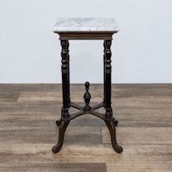 Vintage Marble Top Wooden Accent Table/Display Stand