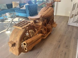 *** Gorgeous Full Size Teak Wood Harley Davidson.