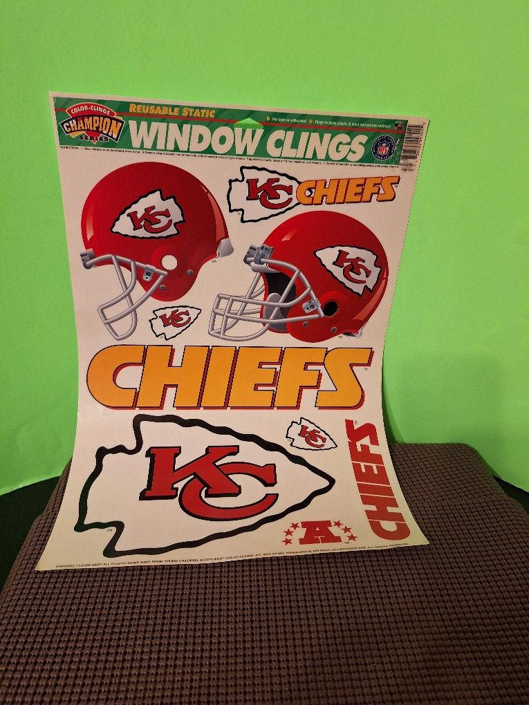 Vtg Color-Clings Window Clings "Kc Chiefs,"-$20.00