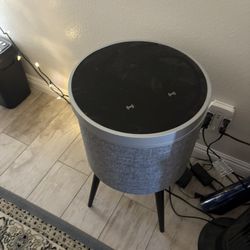 Soundstream STSW-180MCM-G Home End Table with Tempered Glass Swivel Top, 5 Channel Speaker System, Wireless Charging, USB Charging Port, Smart Corner 