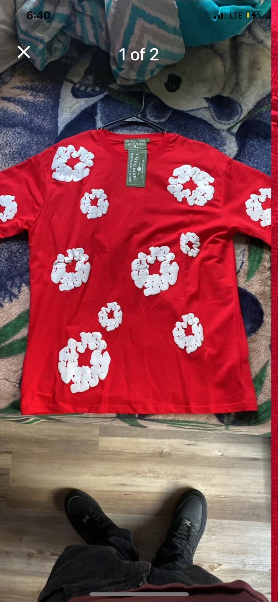 Red Denim Tear Shirt