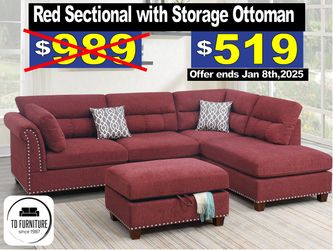 Sectional with storage ottoman