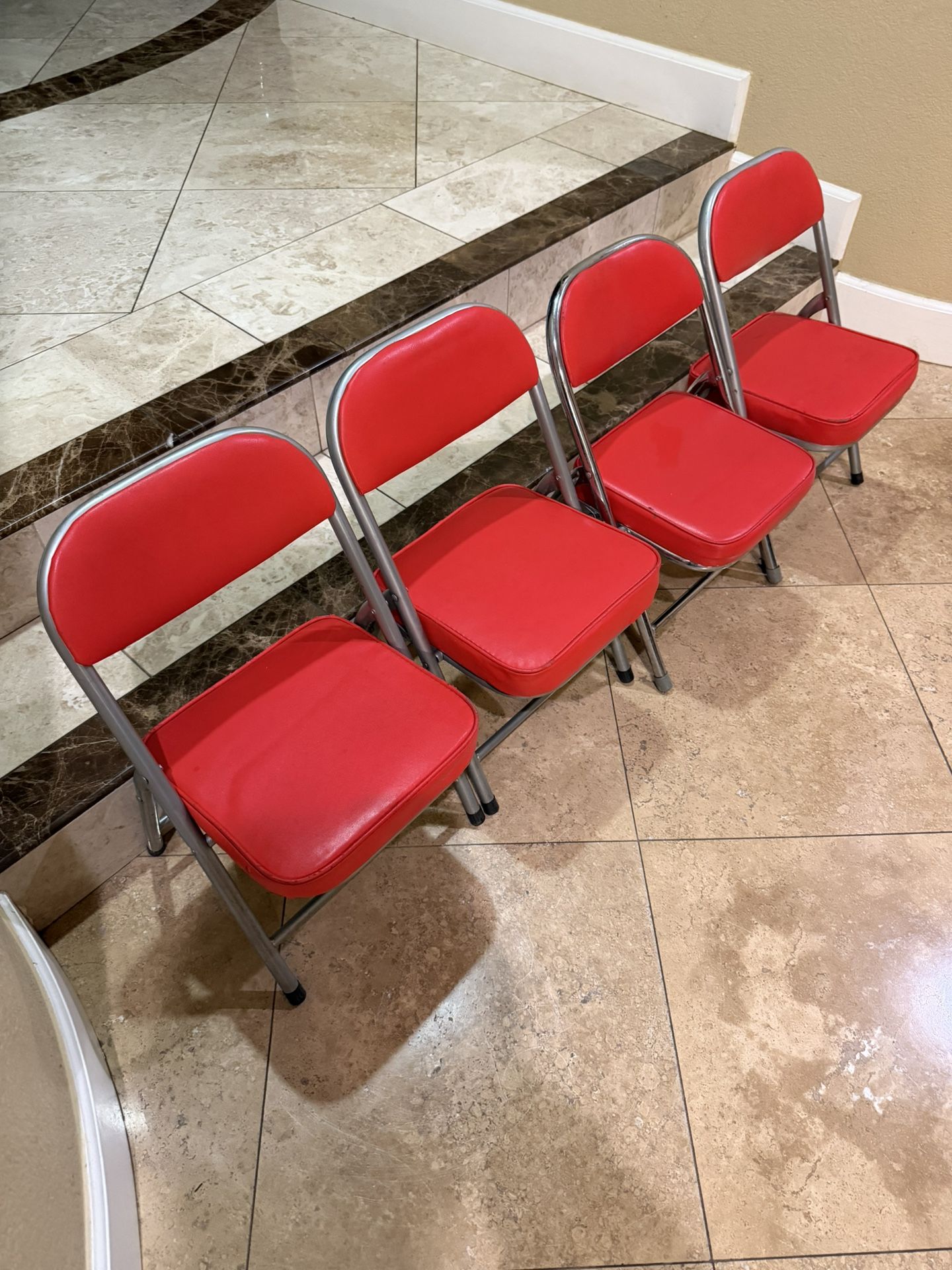 4 Durable Red Heavy Duty Children Metal Padded Folding Chairs