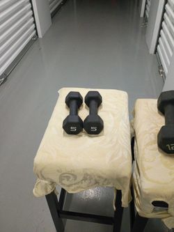 QTY 2 5 LBS DUMBBELLS
