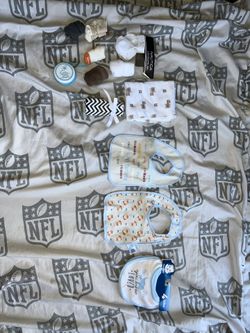 14 Pieces - Bibs, Socks,  Burping Blanket, And Pacifier Clip