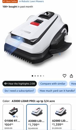 ECOVACS Goat A3000 LiDAR PRO Robotic Lawn Mower