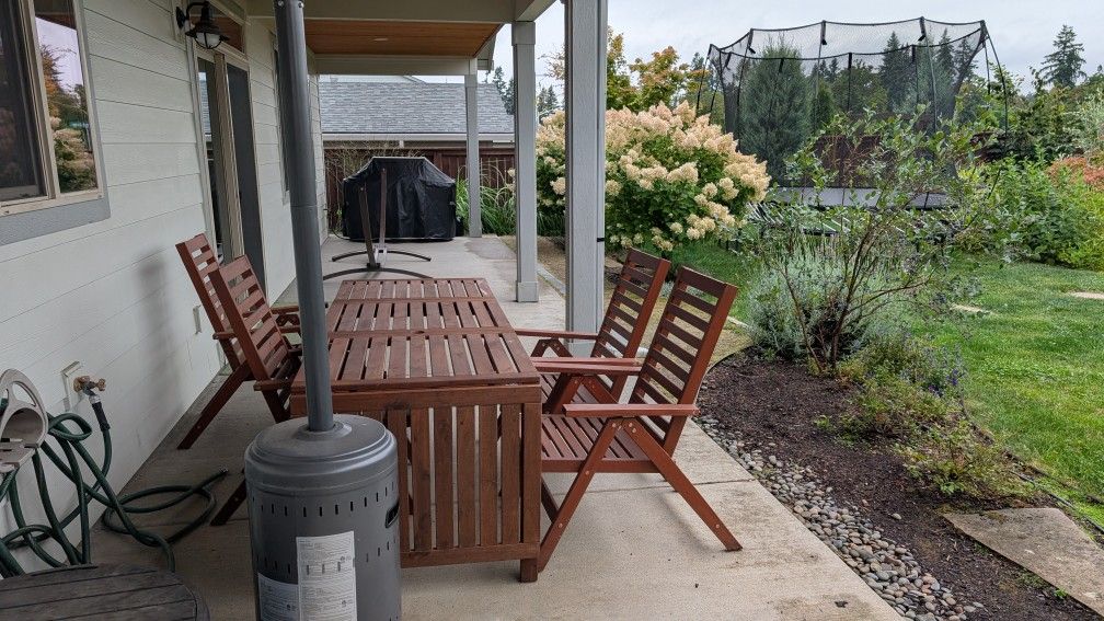 Acacia Wood Outdoor Table And 4 Chair Set, Seats 4-10