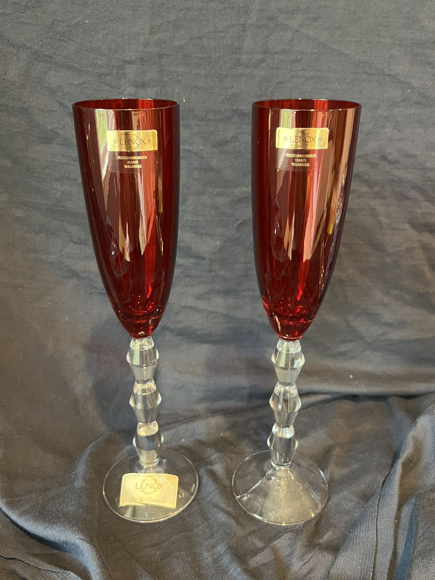 Lenox Carat Ruby Red Champagne Flutes Discontinued