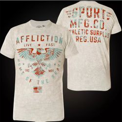 AFFLICTION T-Shirt Standard Athletics Beige T-Shirts, Size Large