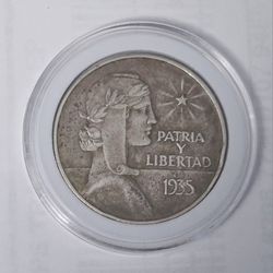1 Peso 1935 ABC CUBA SILVER