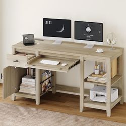 Large Computer Desk with Storage and Shelves