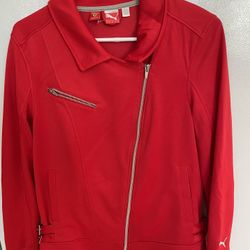 Puma Ferrari Sport Lifestyle Scuderia Ferrari Womens Moto Jacket Size Large Red Zip Up