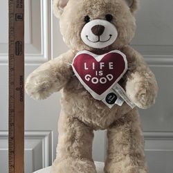 Build A Bear Workshop BAB 16 Inch W/ Heart Super Soft Fluffy Teddy Bear Tan