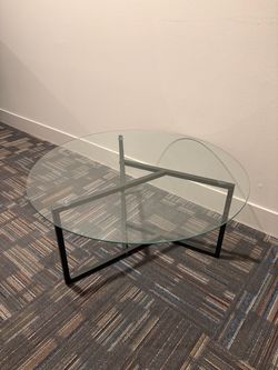 Round Glass Top Coffee Table Metal Base