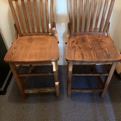 3 Solid oak counter stools