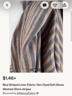 Blue striped linen fabric
