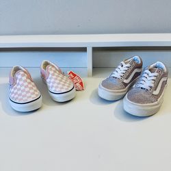 2 Pairs of Girls Kids Vans - Size 10.5 & 11