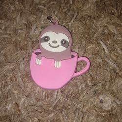 Cute Little Sloth In Cup Key Chain