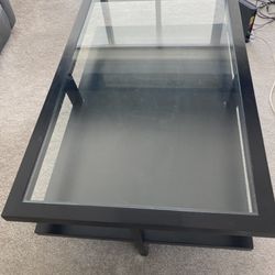 Black Lacquer Glass Top Coffee Table 