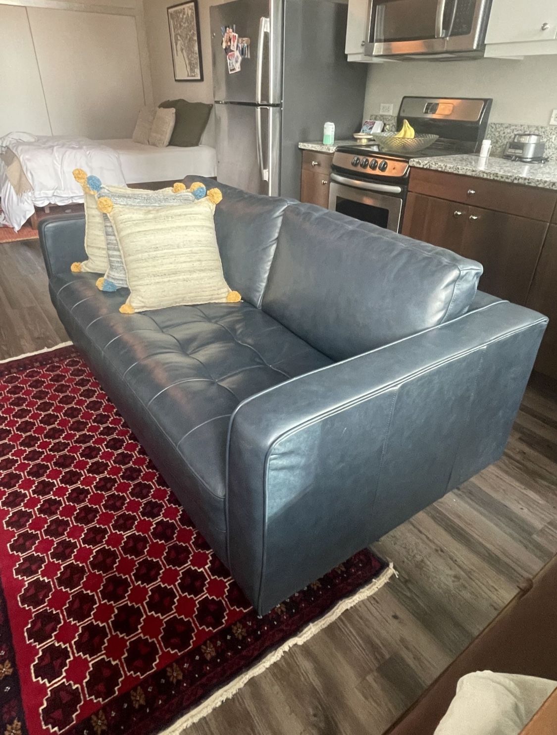 Article Leather Couch  Navy Like New Best Offer