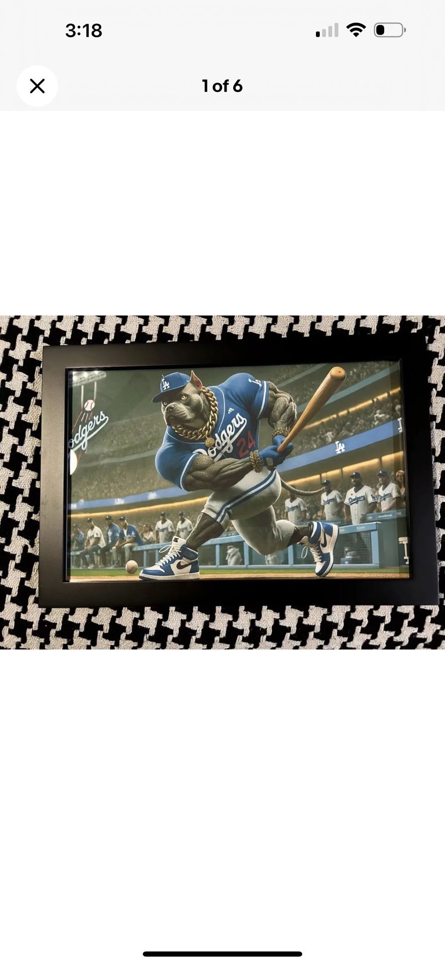 Dodgers Baseball Unique Wall Art Print Frame Decor Gift Pitbull Dog