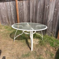 4 person Outdoor Glass Patio Table metal frame