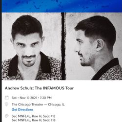 Andrew Schulz Chicago Theatre Tickets MAIN FLOOR 11/12/21 