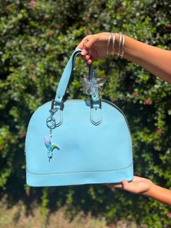 $100 light blue Alberta Di Canio leather dome satchel bag